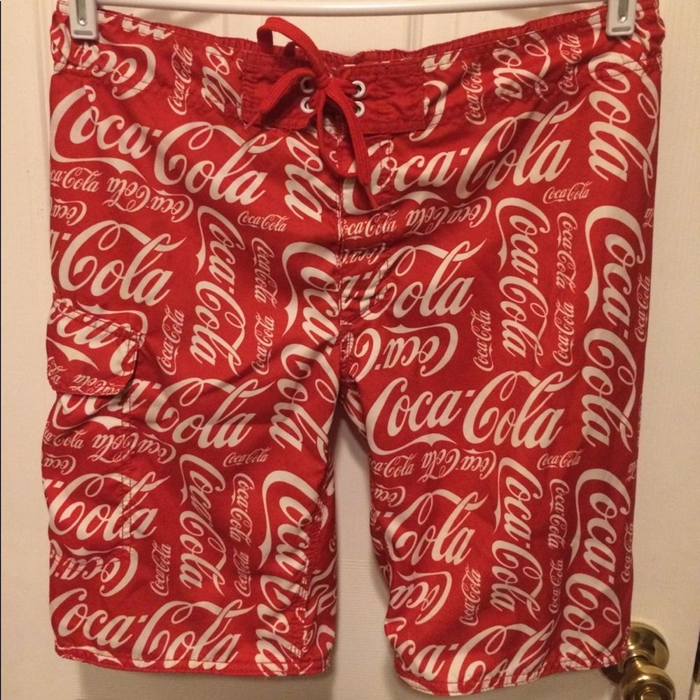 Coca Cola Board Shorts swimming surfing beach EUC